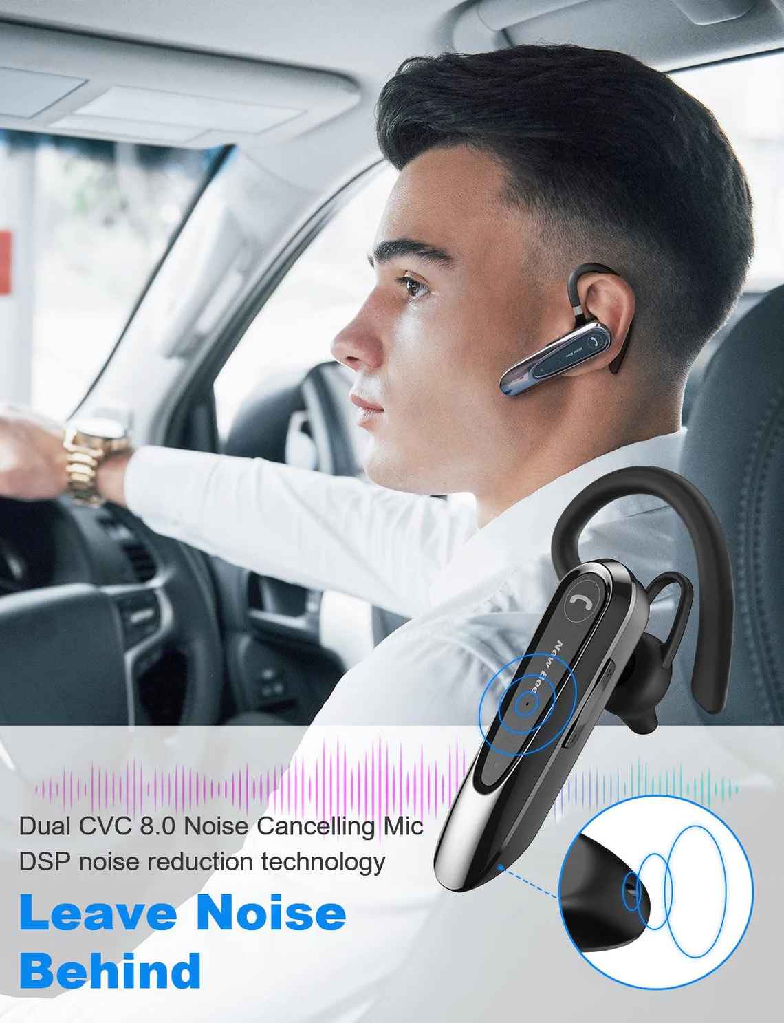 Auriculares Manos Libres Bluetooth New Bee LC-B45 - Bluetooth 5.0 - Hasta 20 Horas de Conversación
